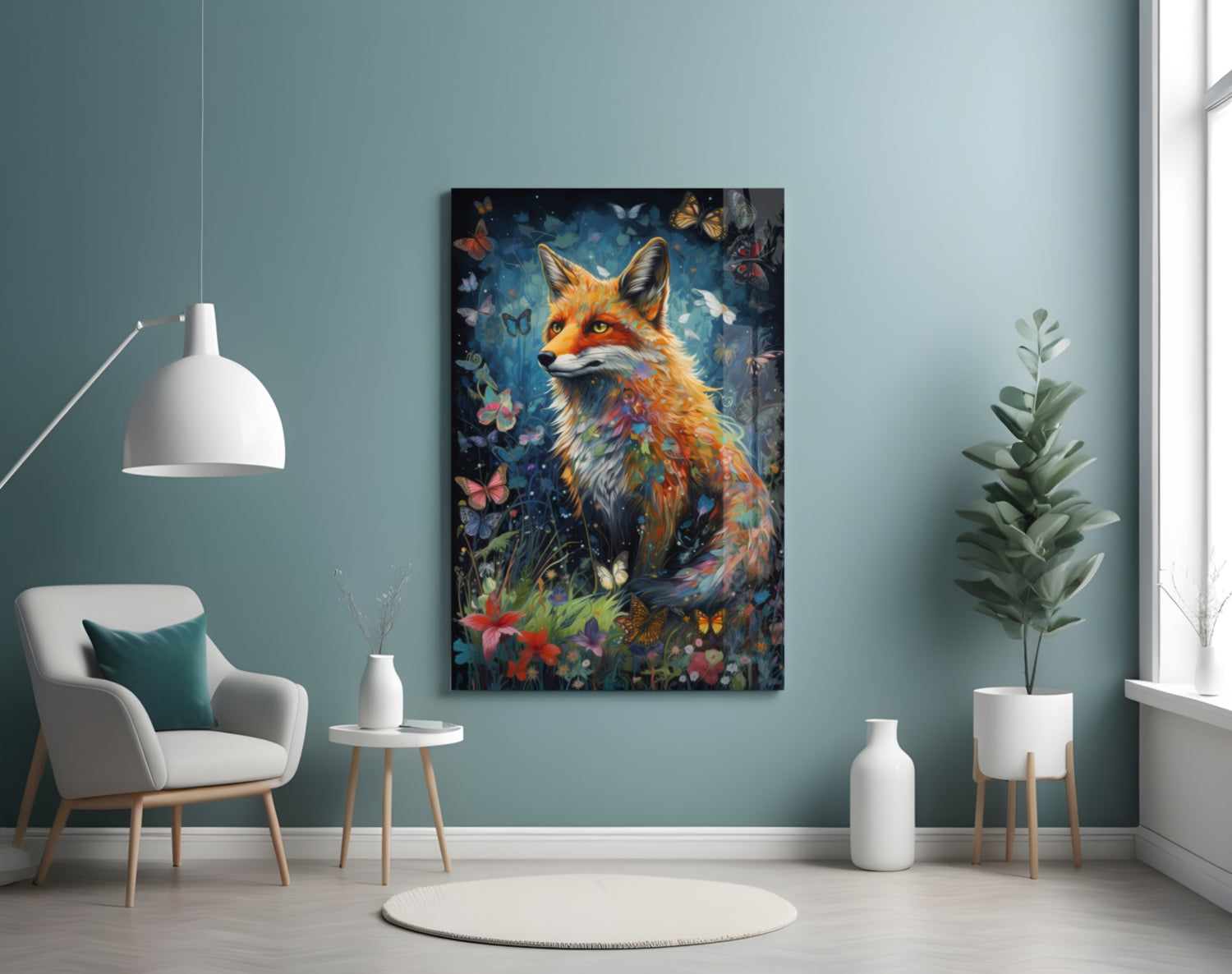 Butterfly Meadow Orange Fox Glass Wall Art