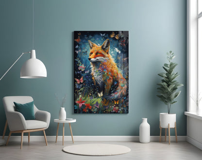 Butterfly Meadow Orange Fox Glass Wall Art