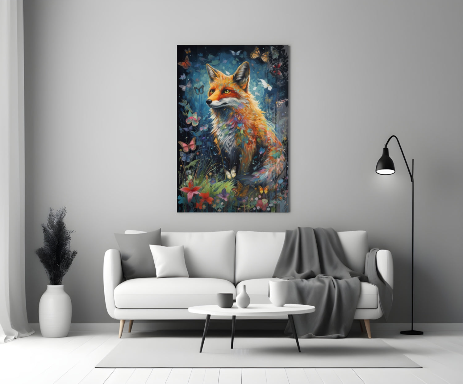 Butterfly Meadow Orange Fox Glass Wall Art