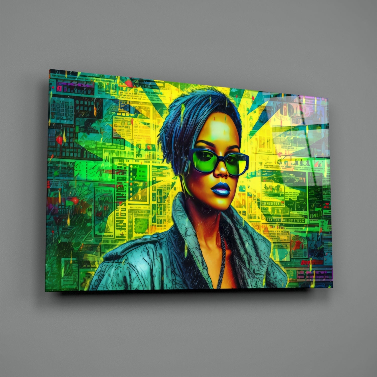 Modern Pop Diva Portrait Glass Wall Art || Designer Collection