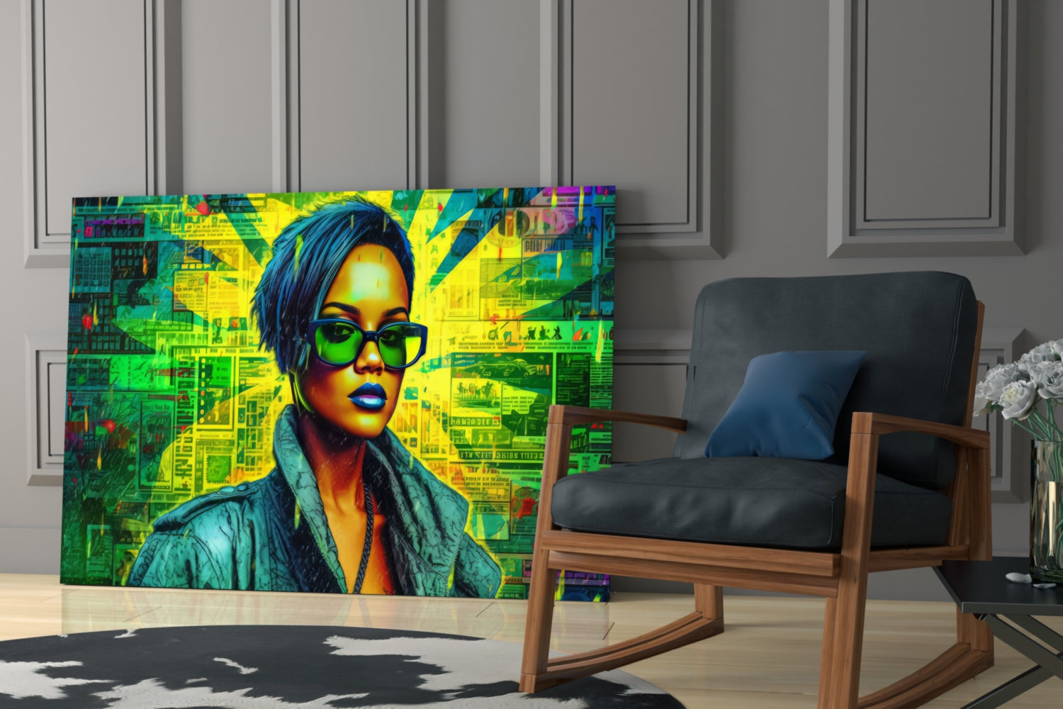 Modern Pop Diva Portrait Glass Wall Art || Designer Collection