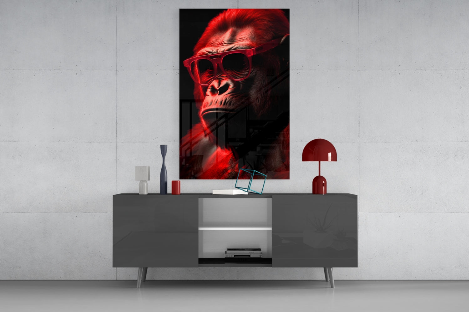 Ape the Thinker Glass Wall Art || Designer Collection