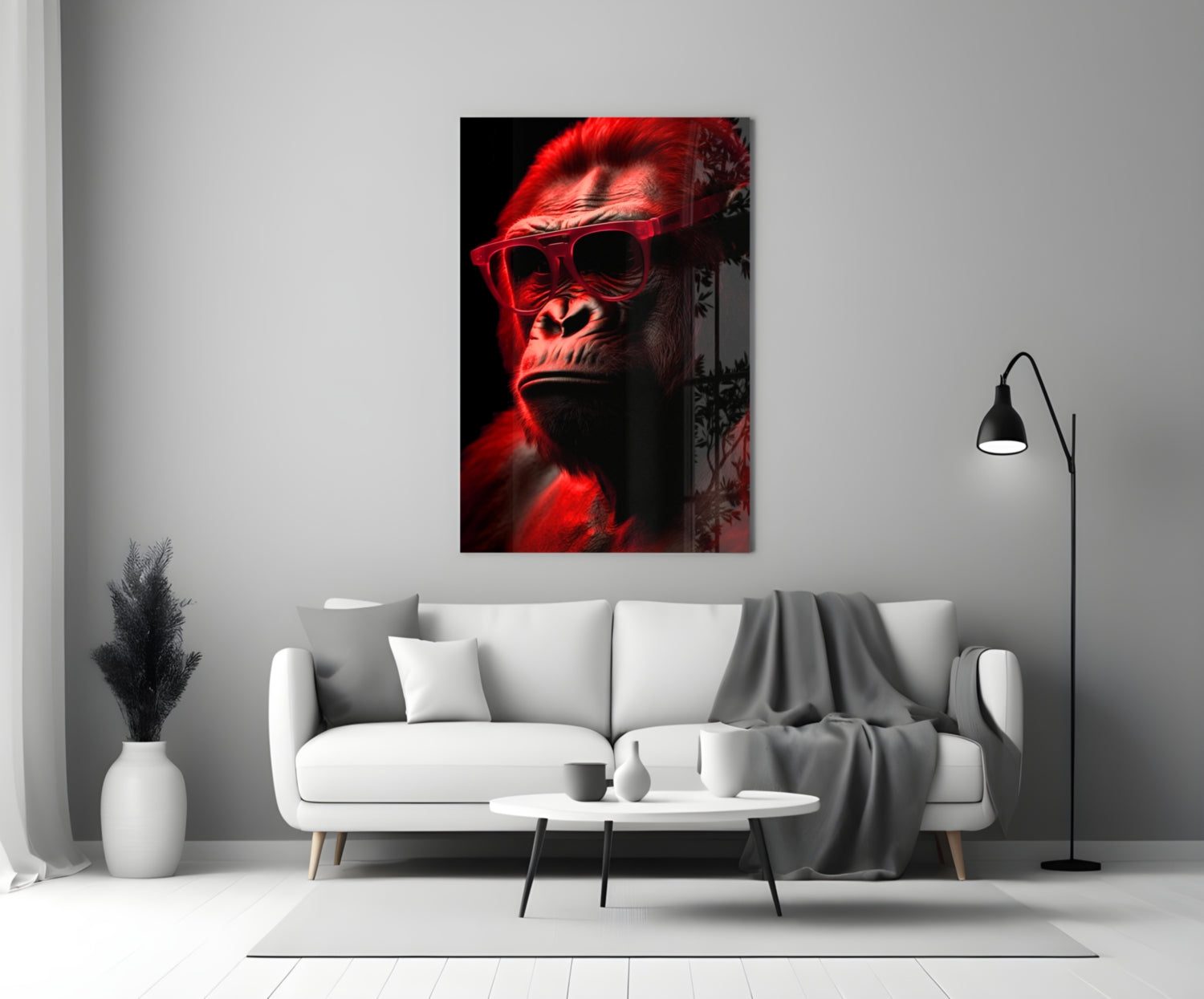 Ape the Thinker Glass Wall Art || Designer Collection