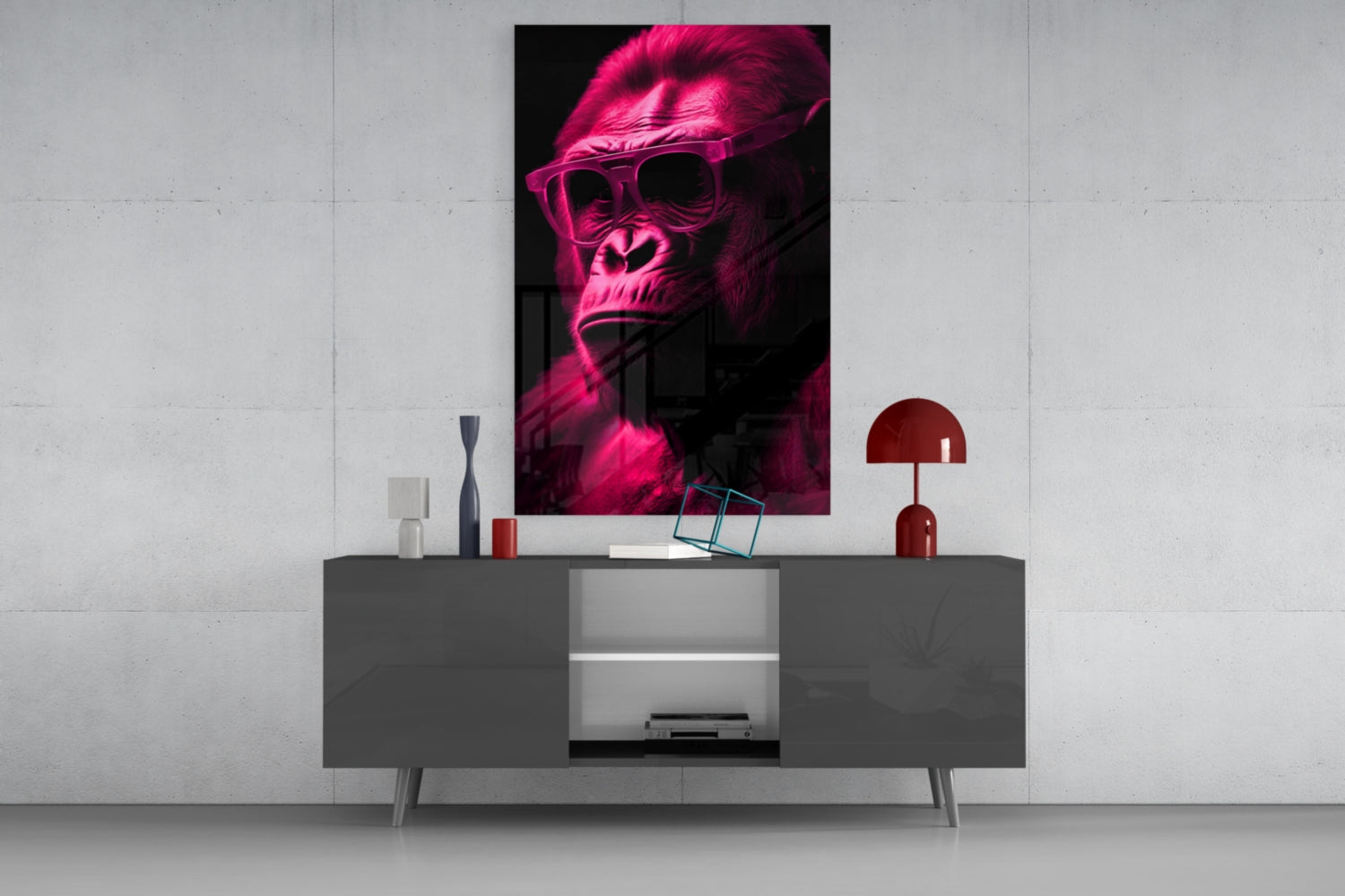 Ape the Thinker Glass Wall Art || Designer Collection