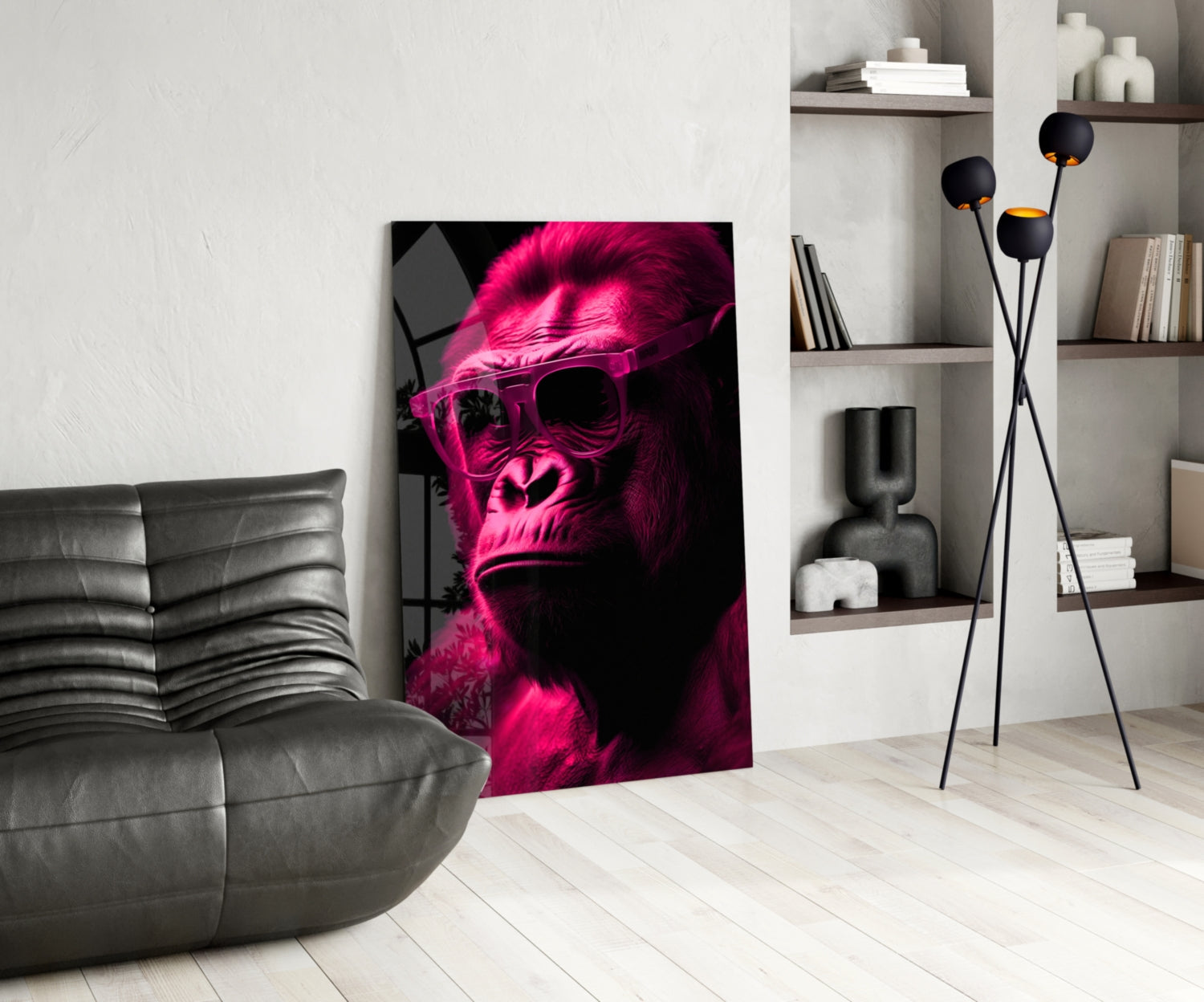 Ape the Thinker Glass Wall Art || Designer Collection