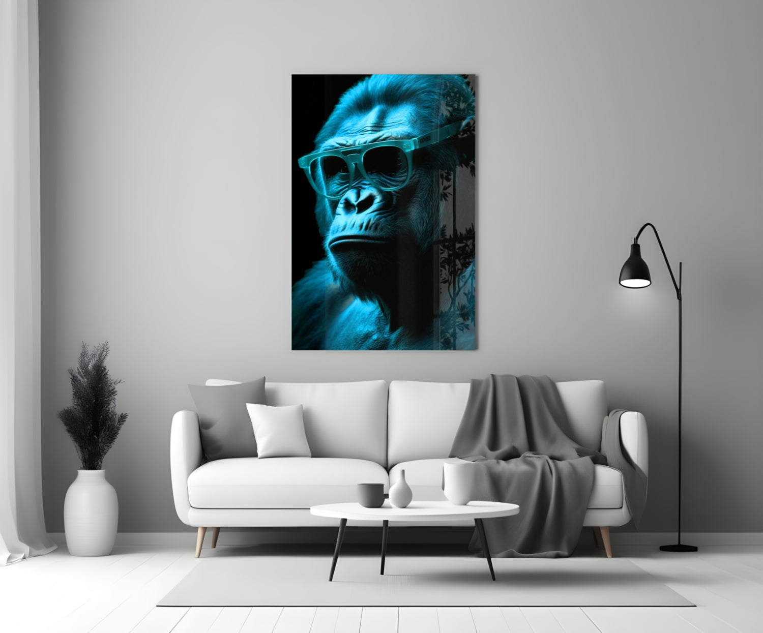 Ape the Thinker Glass Wall Art || Designer Collection
