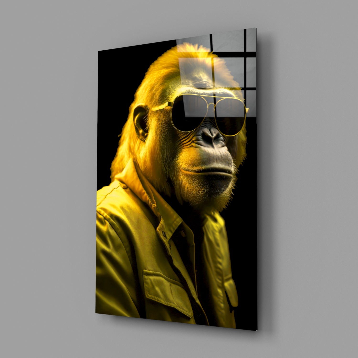 Bright Yellow Suited Gorilla Glass Wall Art