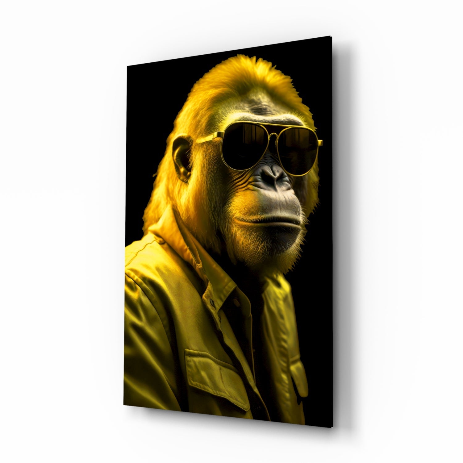 Bright Yellow Suited Gorilla Glass Wall Art
