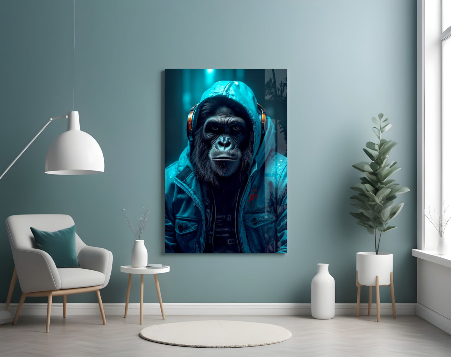 Music and the Ape  Glass Wall Art || Designer Collection