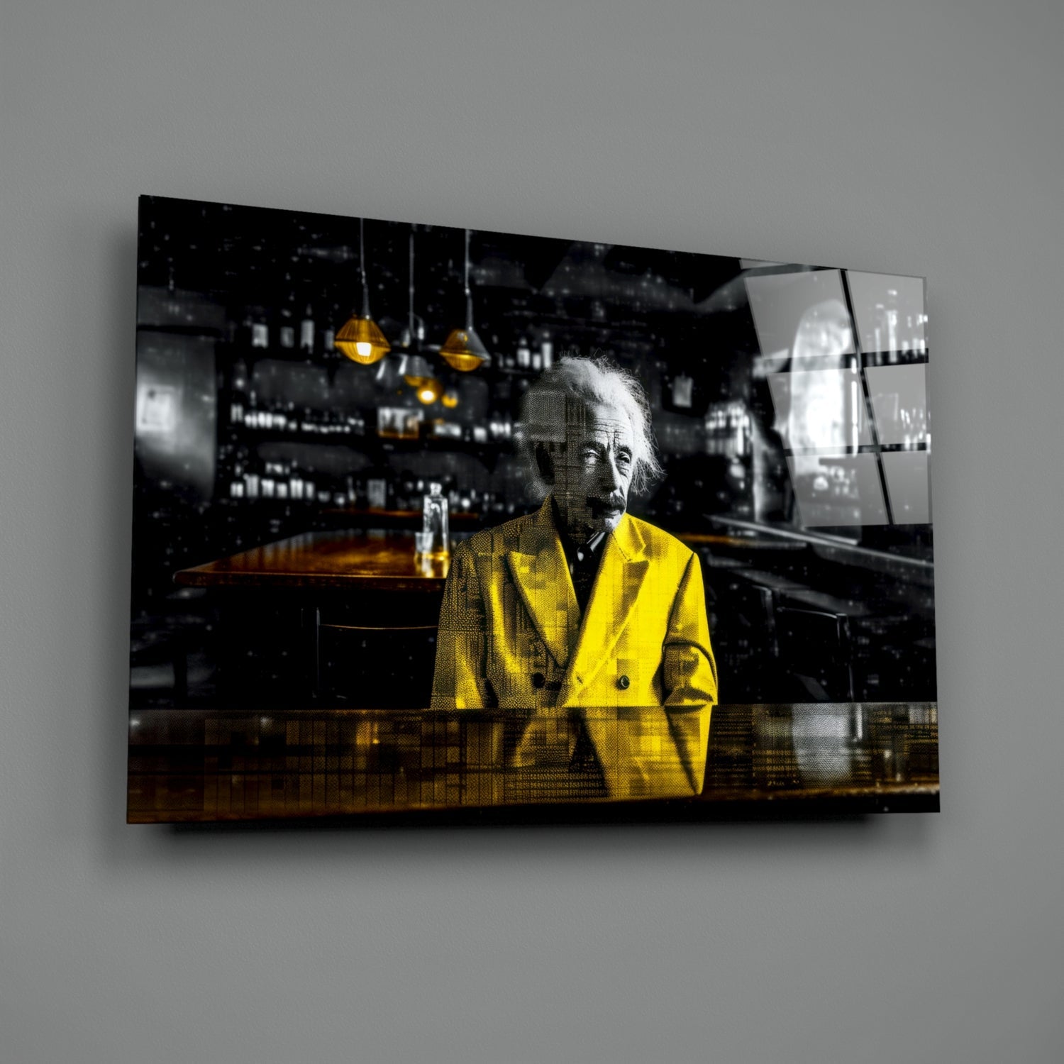Scientist in the Bar Glass Wall Art || Designers Collection