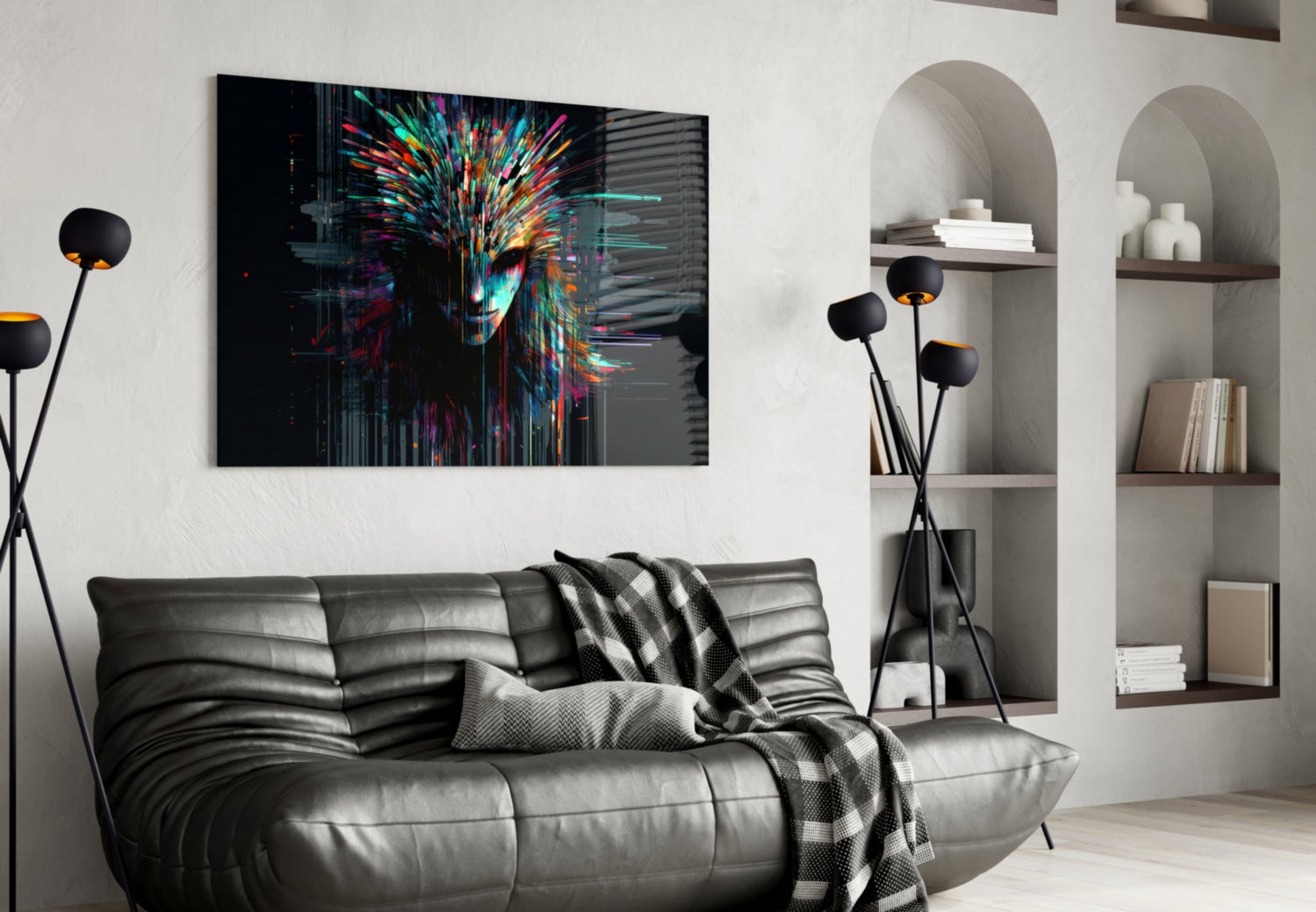 Face of Color Sticks Glass Wall Art || Designers Collection