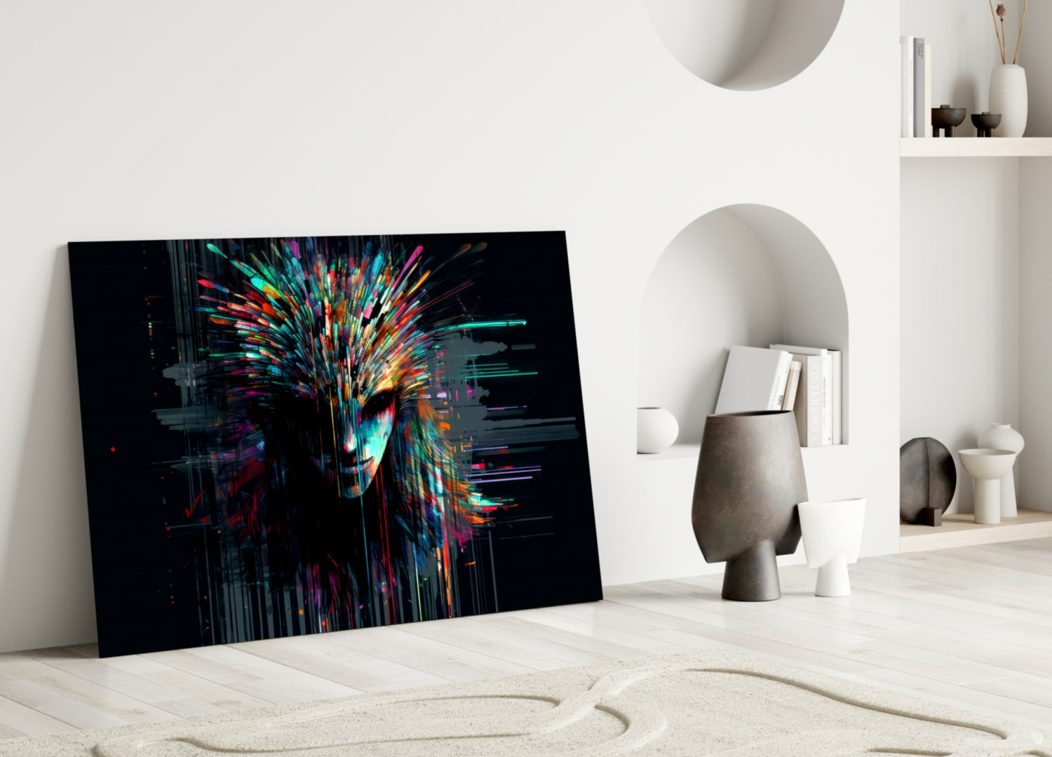 Face of Color Sticks Glass Wall Art || Designers Collection