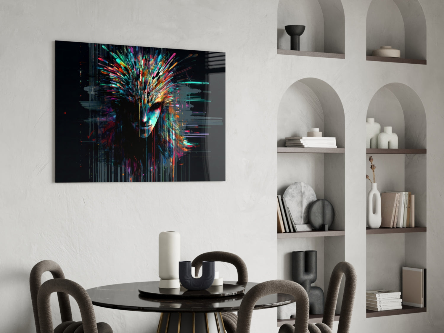 Face of Color Sticks Glass Wall Art || Designers Collection