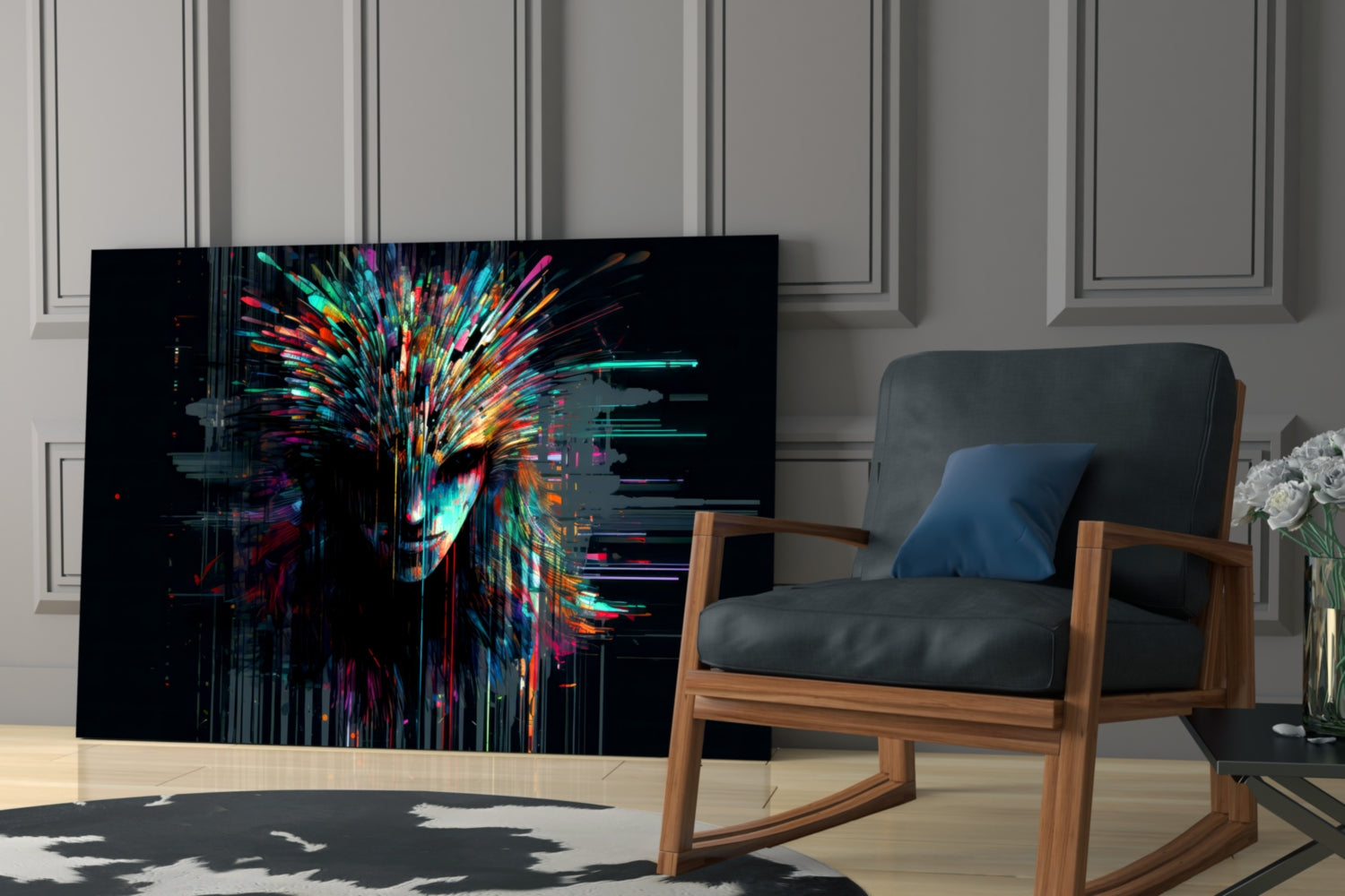 Face of Color Sticks Glass Wall Art || Designers Collection