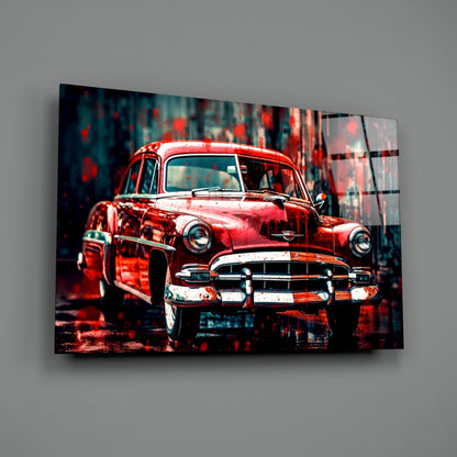 Vintage American Car Glass Wall Art || Designers Collection