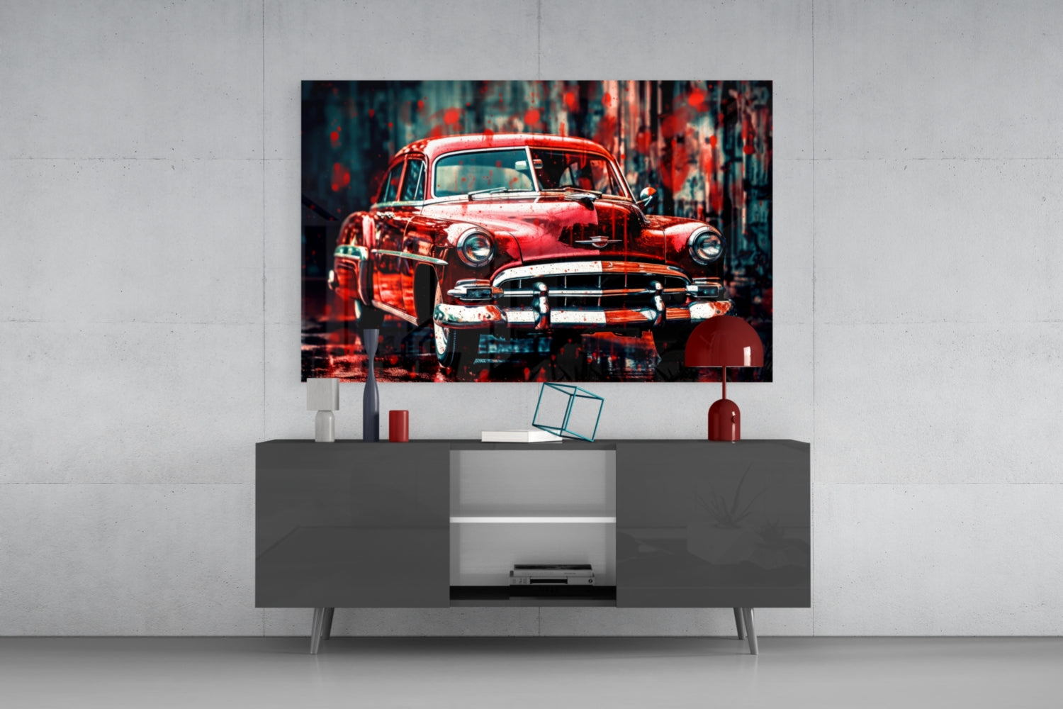Vintage American Car Glass Wall Art || Designers Collection