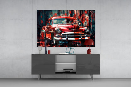 Vintage American Car Glass Wall Art || Designers Collection
