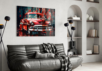 Vintage American Car Glass Wall Art || Designers Collection