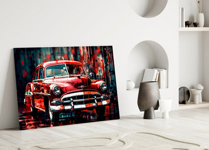 Vintage American Car Glass Wall Art || Designers Collection