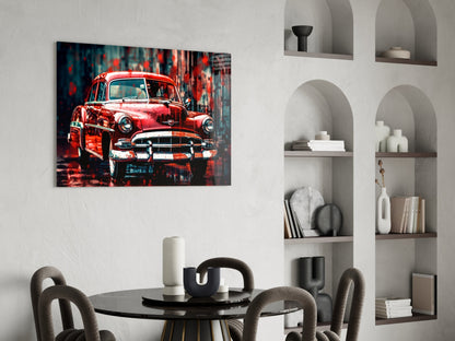 Vintage American Car Glass Wall Art || Designers Collection