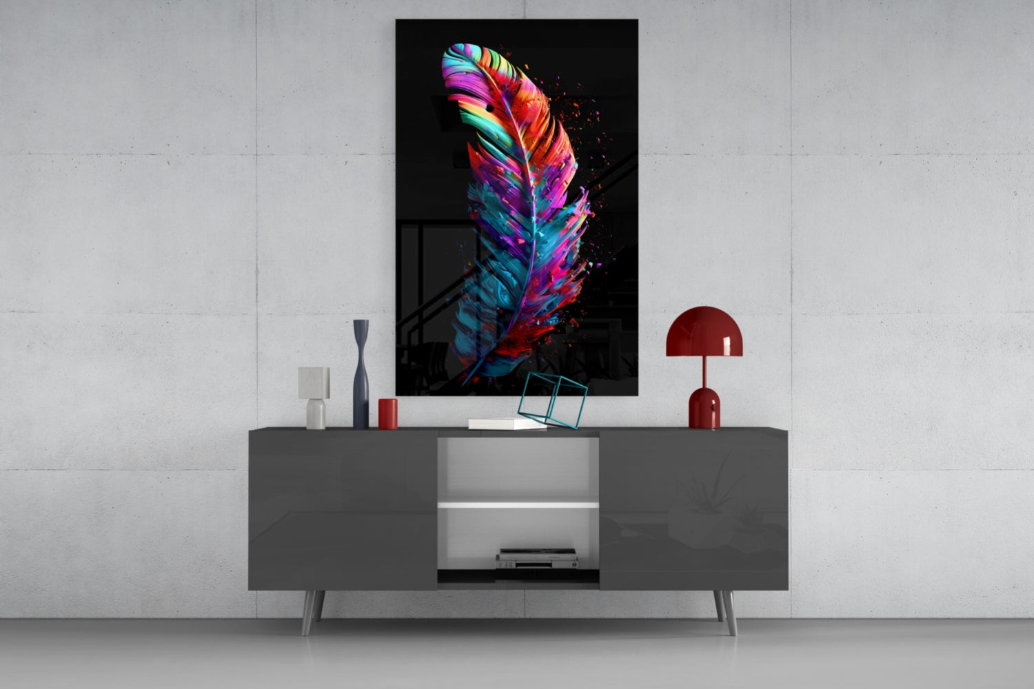 Feather Glass Wall Art || Designers Collection