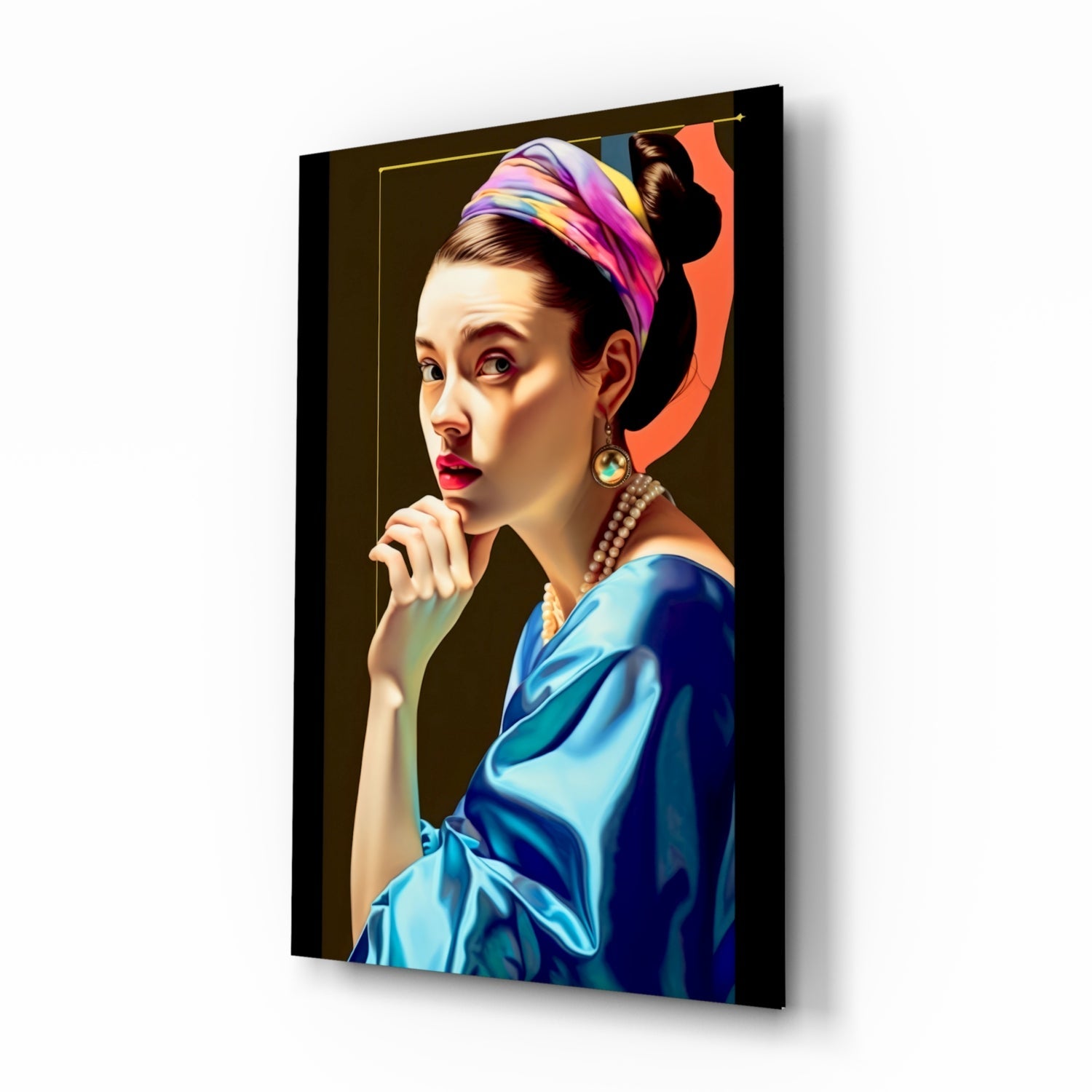 Rainbow Turban Girl With A Pearl Earring Glass Wall Art
