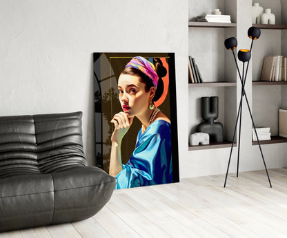Rainbow Turban Girl With A Pearl Earring Glass Wall Art