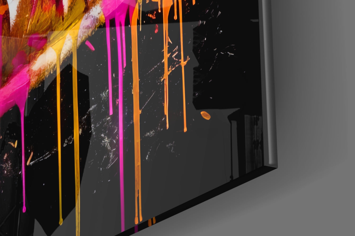 Magenta Paint Drip Lips Glass Wall Art
