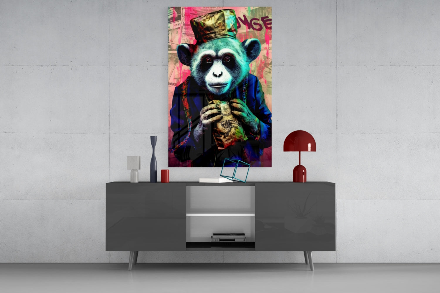 Monkey the Worker Glass Wall Art || Designer Collection