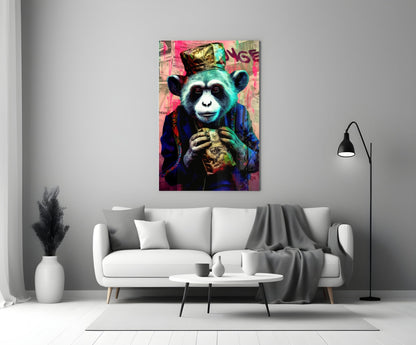 Monkey the Worker Glass Wall Art || Designer Collection