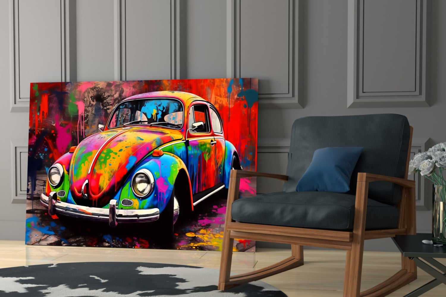 Colorful Retro Camper Van Glass Wall Art || Designer Collection