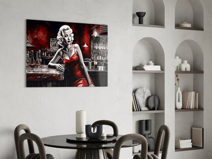 Crimson Bar Blonde with Cocktail Glass Wall Art