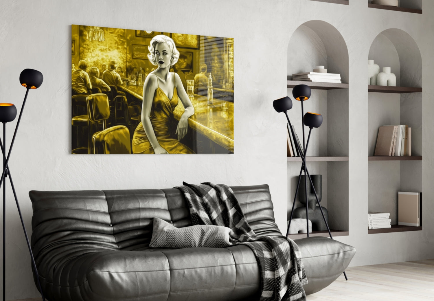 Golden Blonde at Diner Bar Glass Wall Art