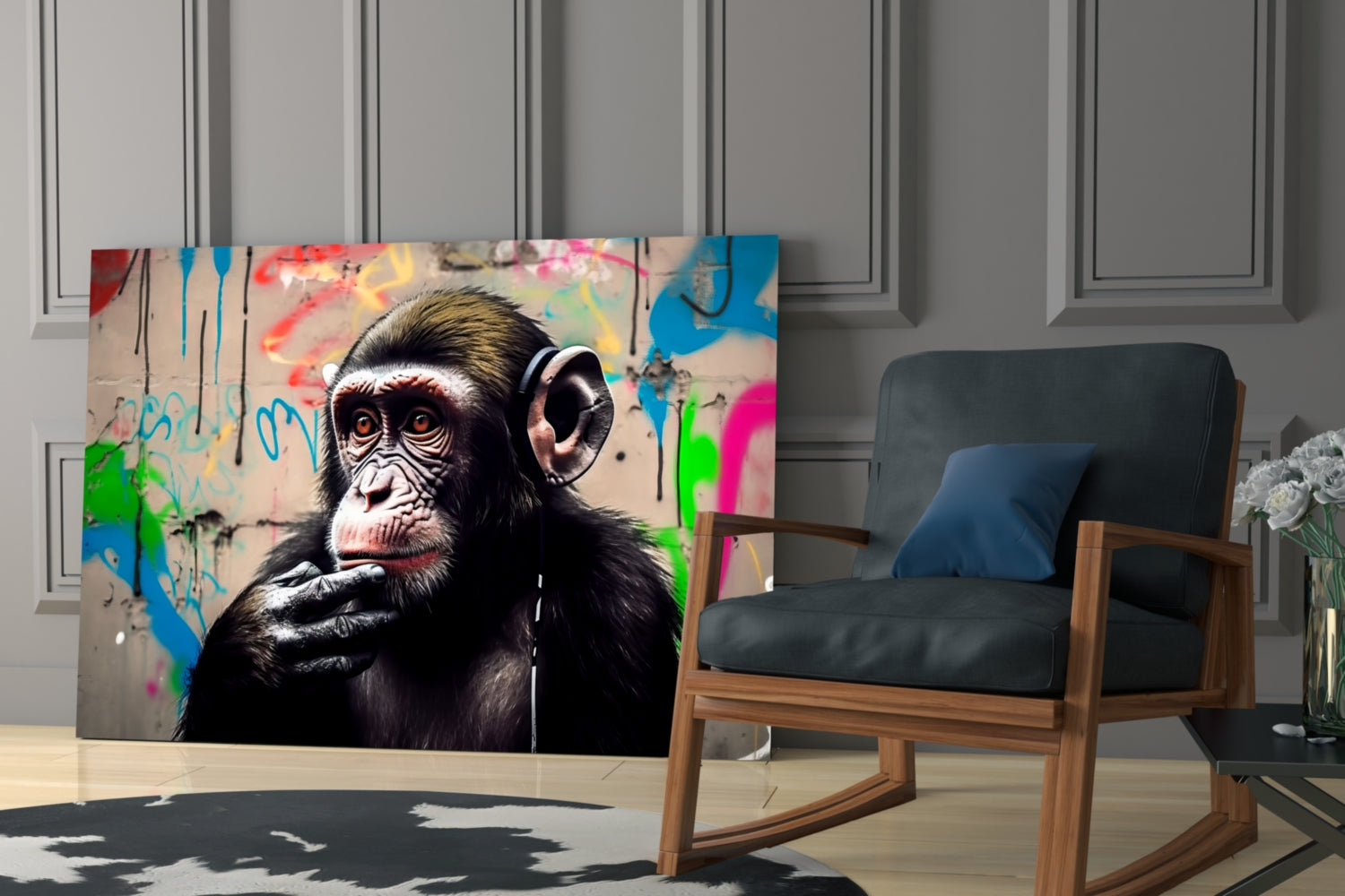 Thinking Monkey Glass Wall Art || Designer Collection