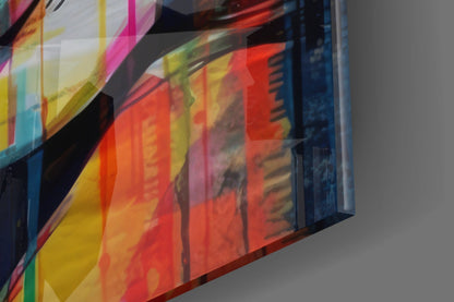 Newsprint Drip Rainbow Woman Glass Wall Art