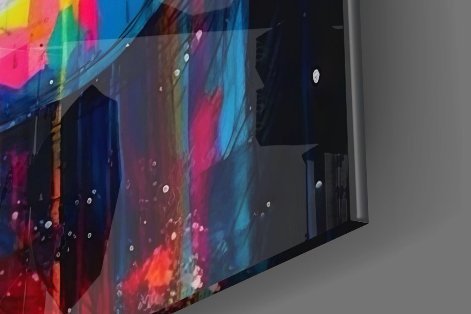 Colorful Drip Tilted Gaze Woman Glass Wall Art