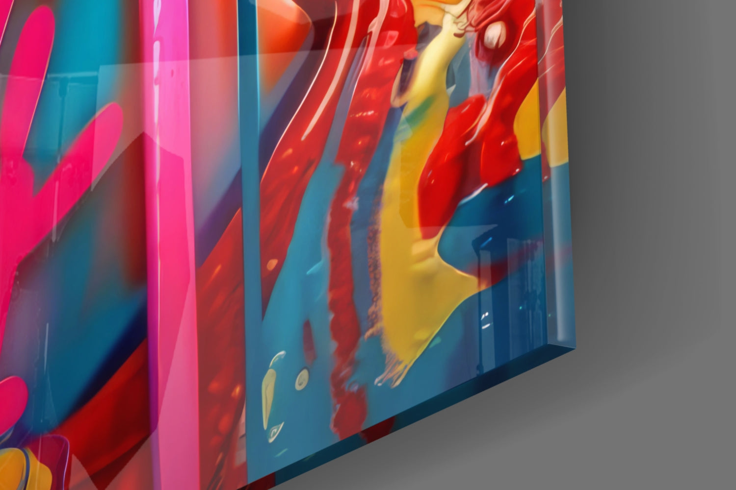 Dripping Pink Lollipop Graffiti Woman Glass Wall Art
