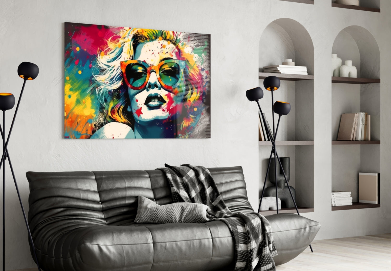Orange Cat Eye Frames Bright Splash Glass Wall Art