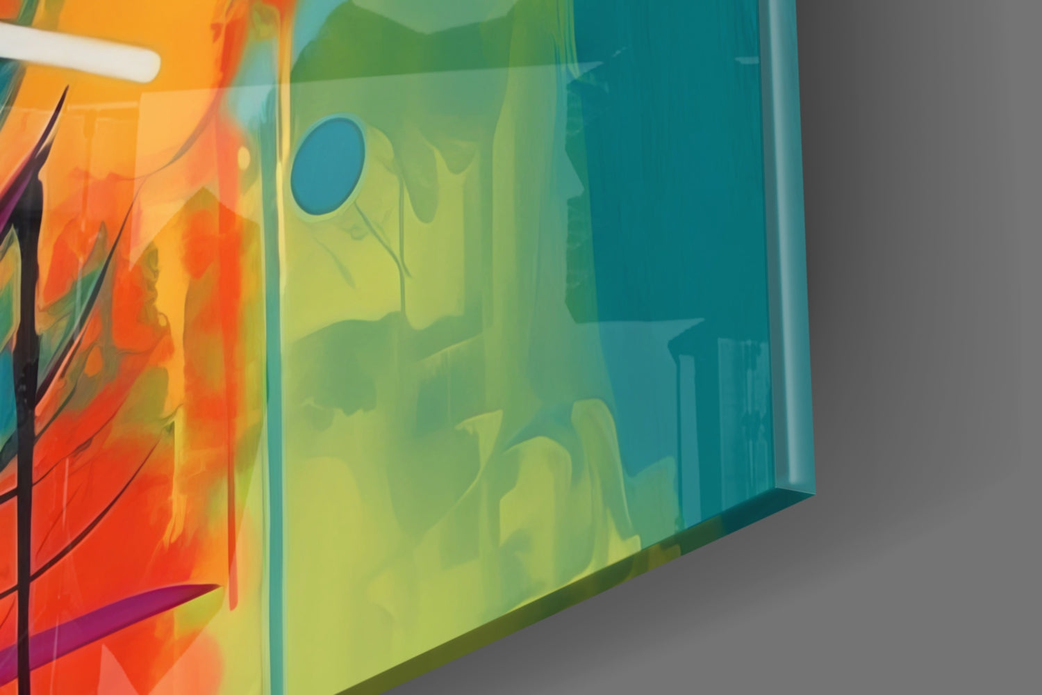 Teal Splash Painted Woman Candy Stick Glass Wall Art