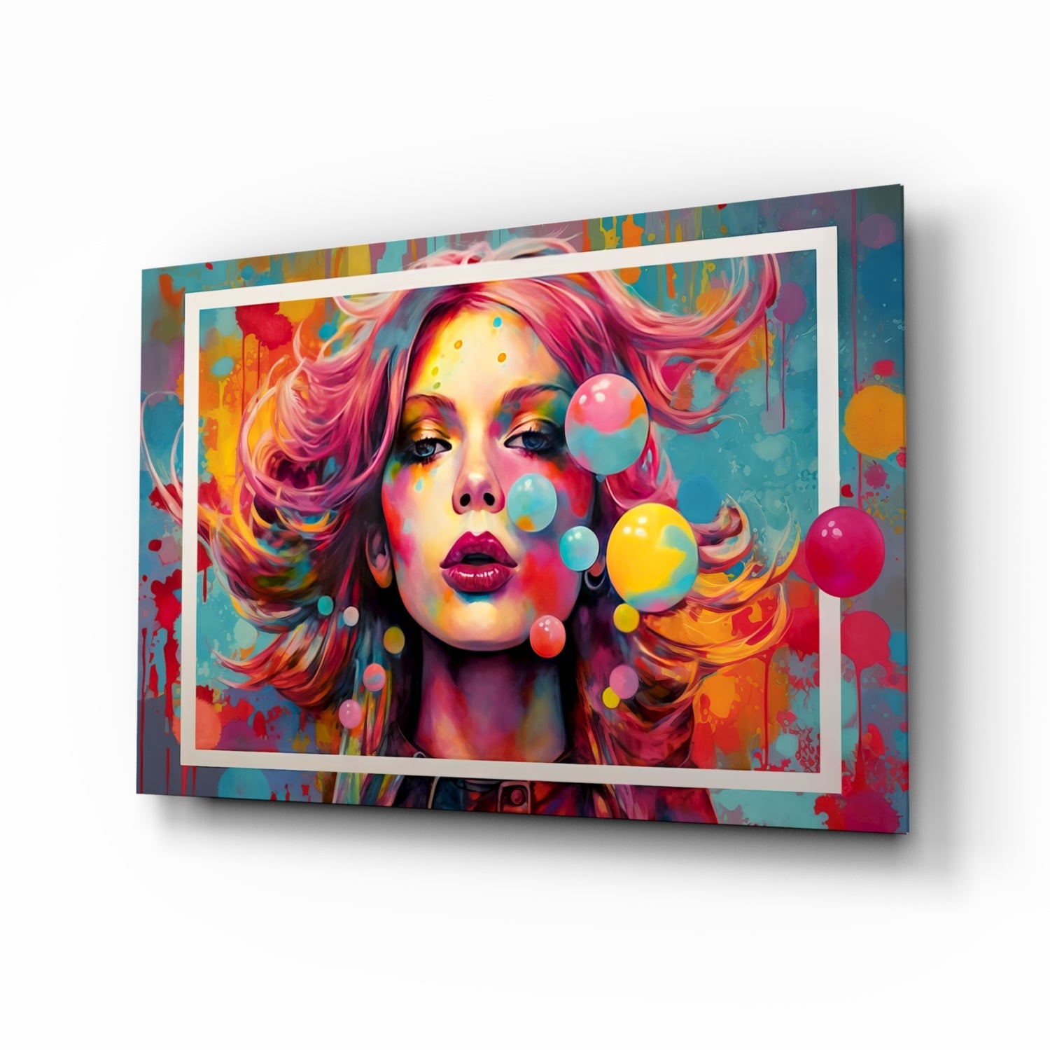 Bubbles and Kisses Glass Wall Art || Designer Collection