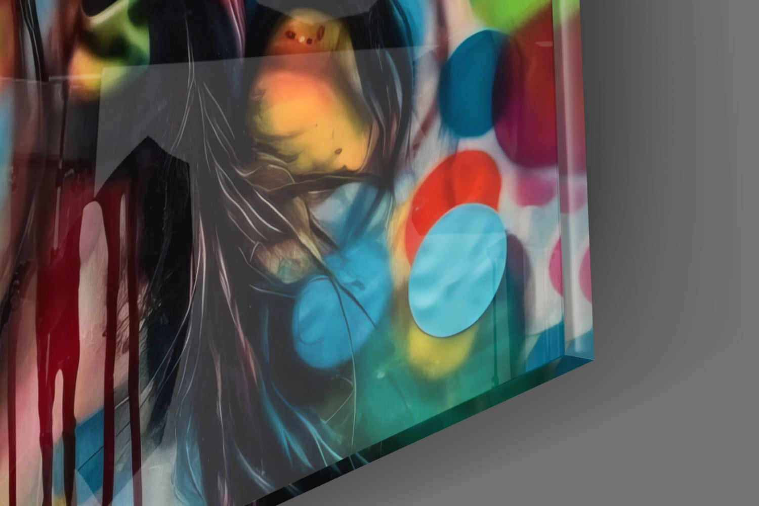 Colorful Bokeh Dots Woman Mural Glass Wall Art
