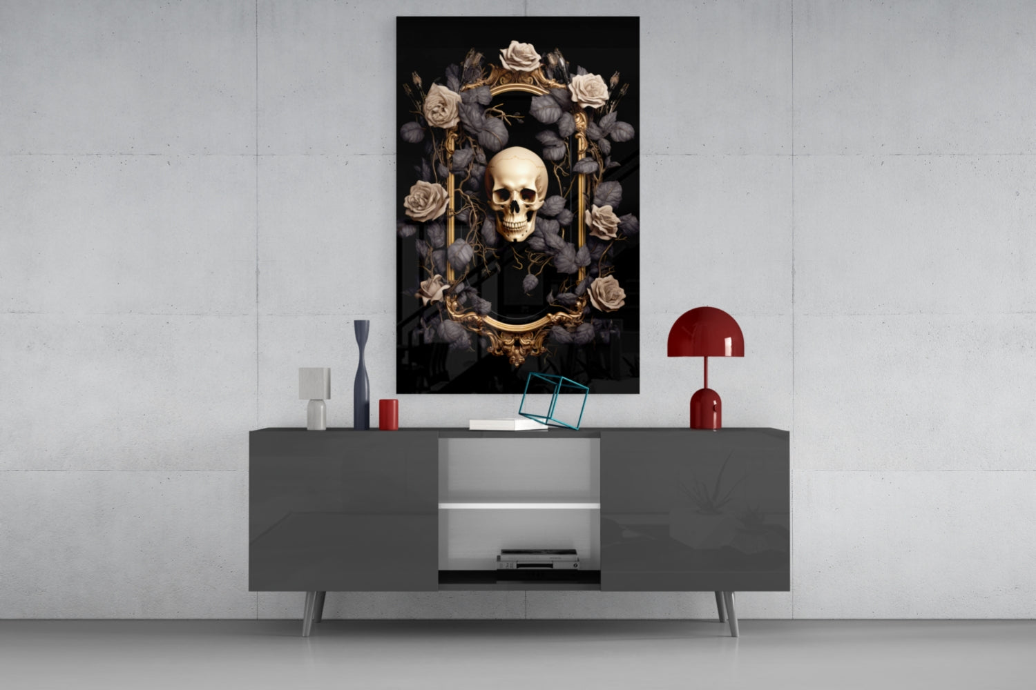 Skull Portrait Glass Wall Art || Designer Collection