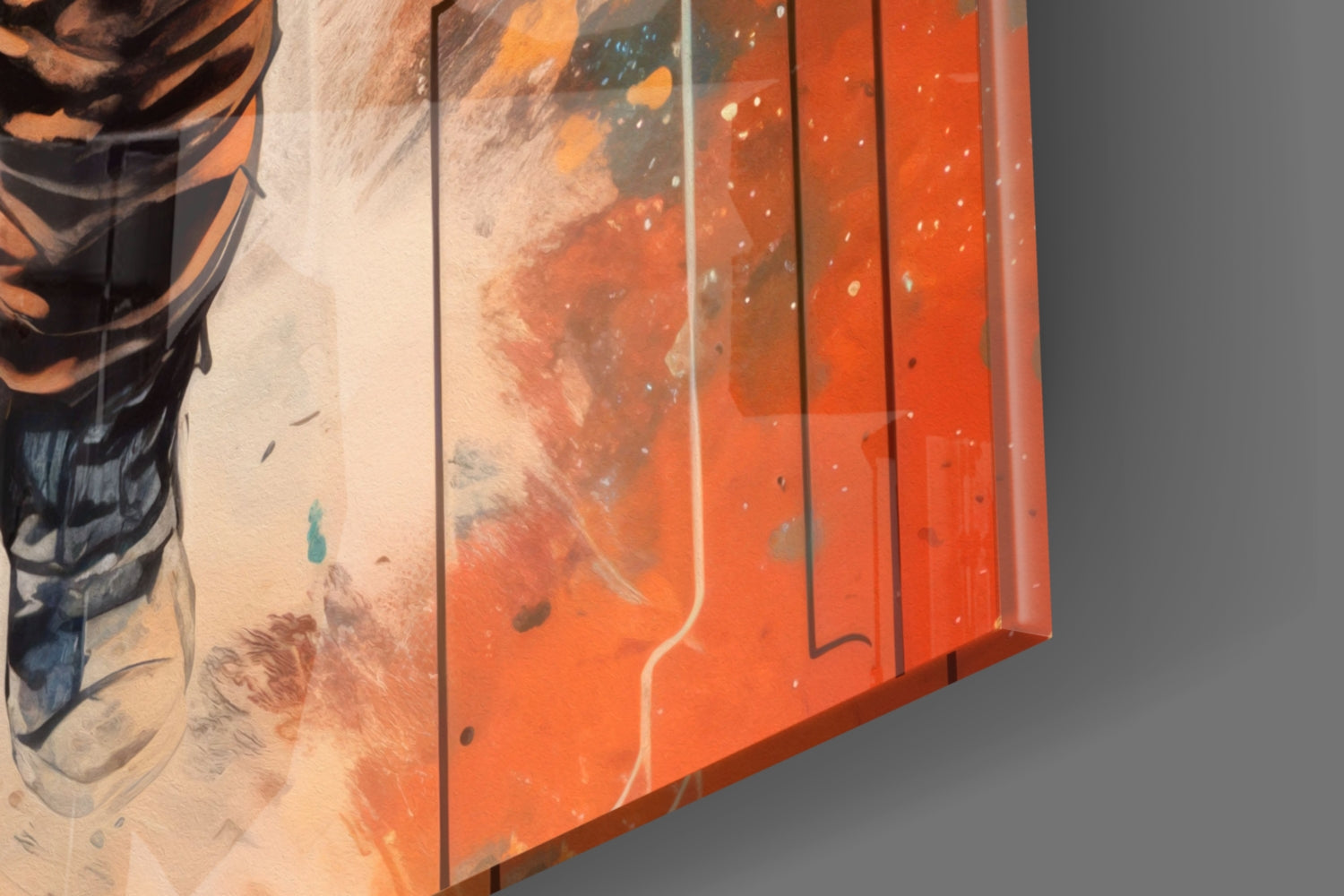 Comic Orange Astronaut Glass Wall Art
