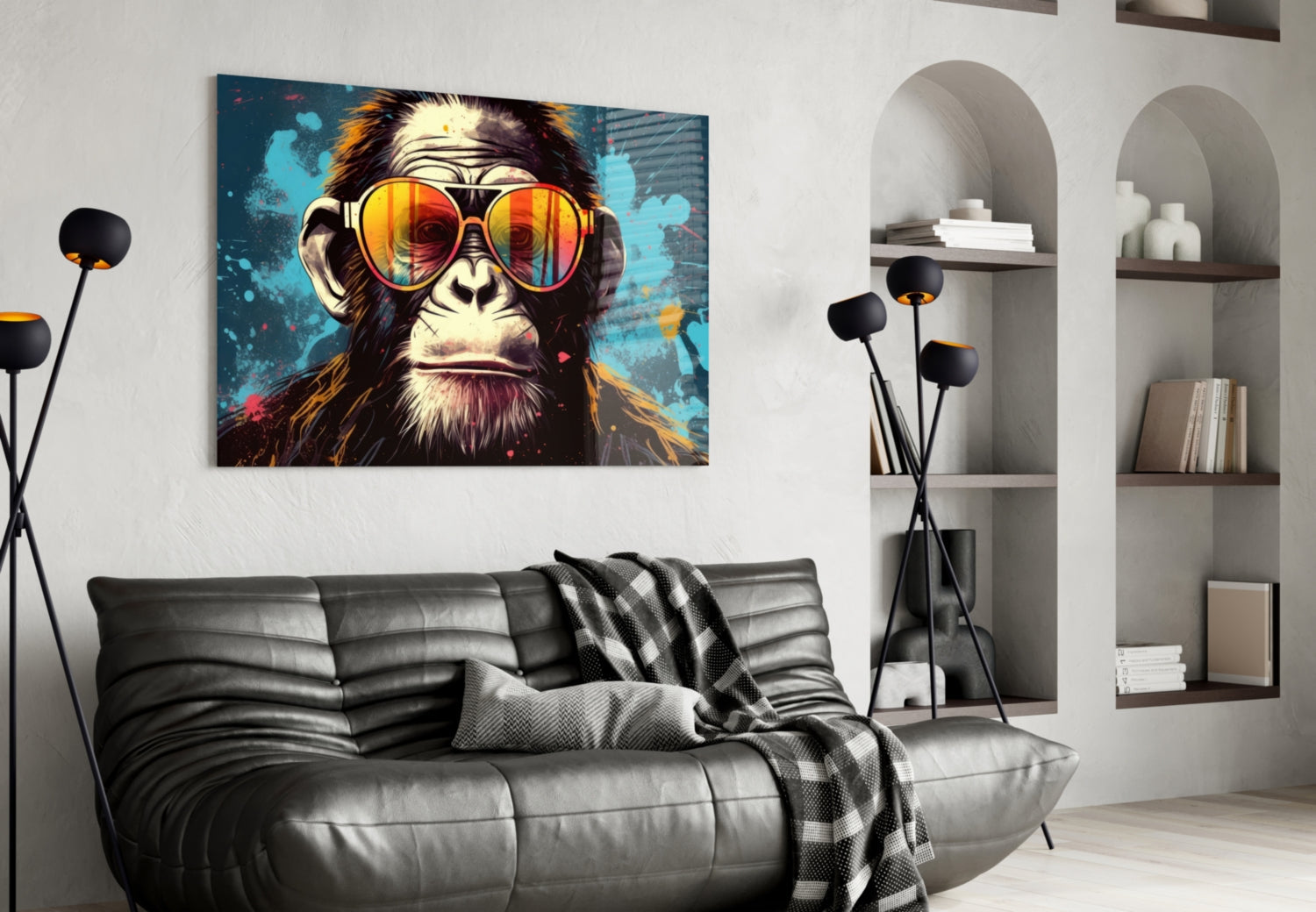 Fire Lens Aviators Grumpy Ape Glass Wall Art
