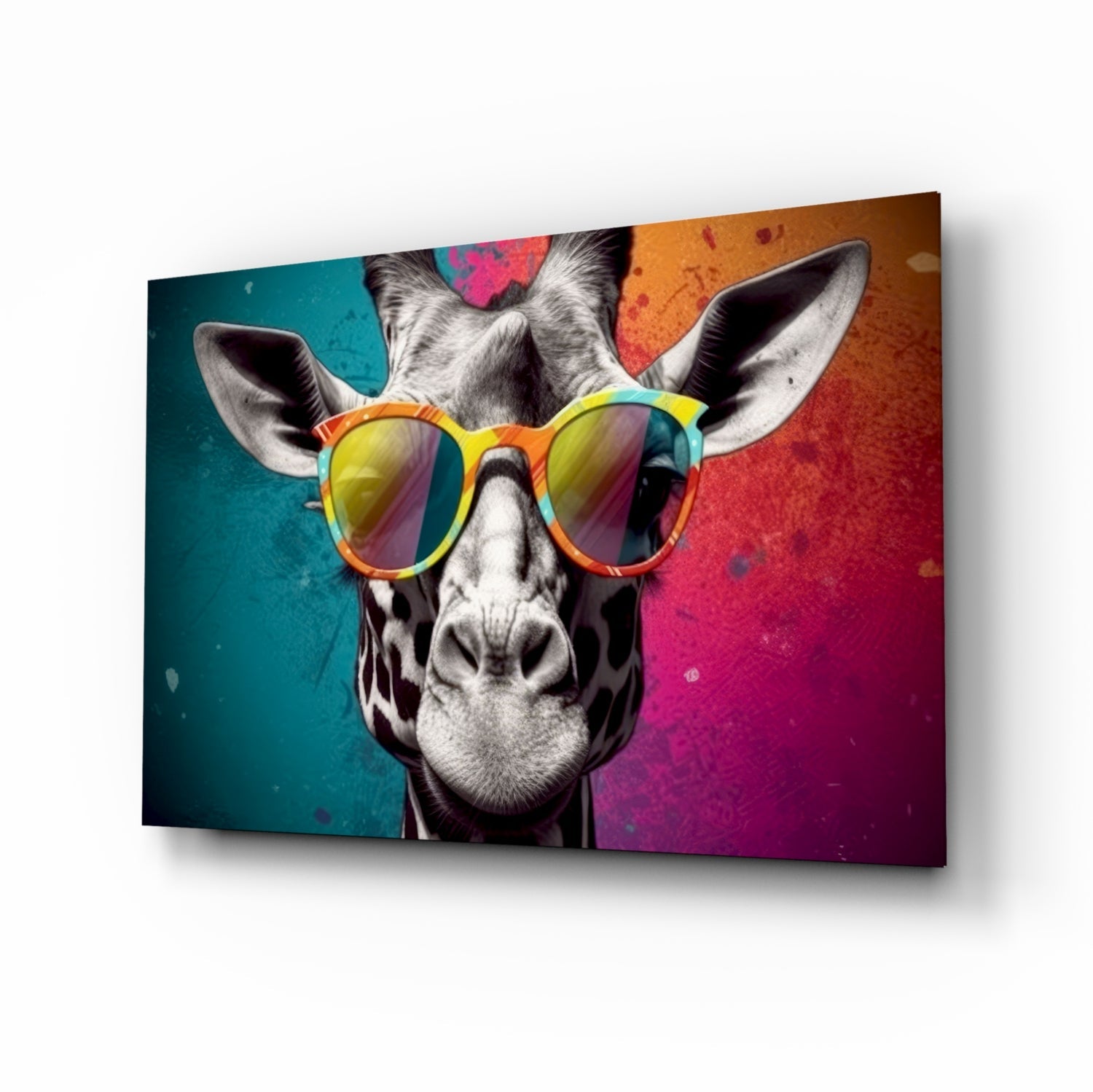 Color Block Giraffe Mirror Shades Glass Wall Art