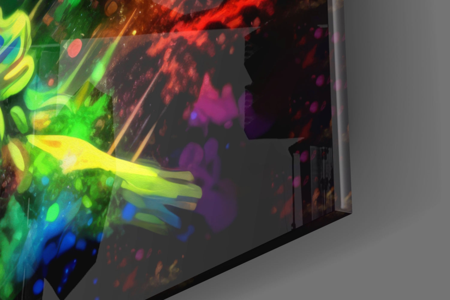 Neon Splatter George Washington Glass Wall Art
