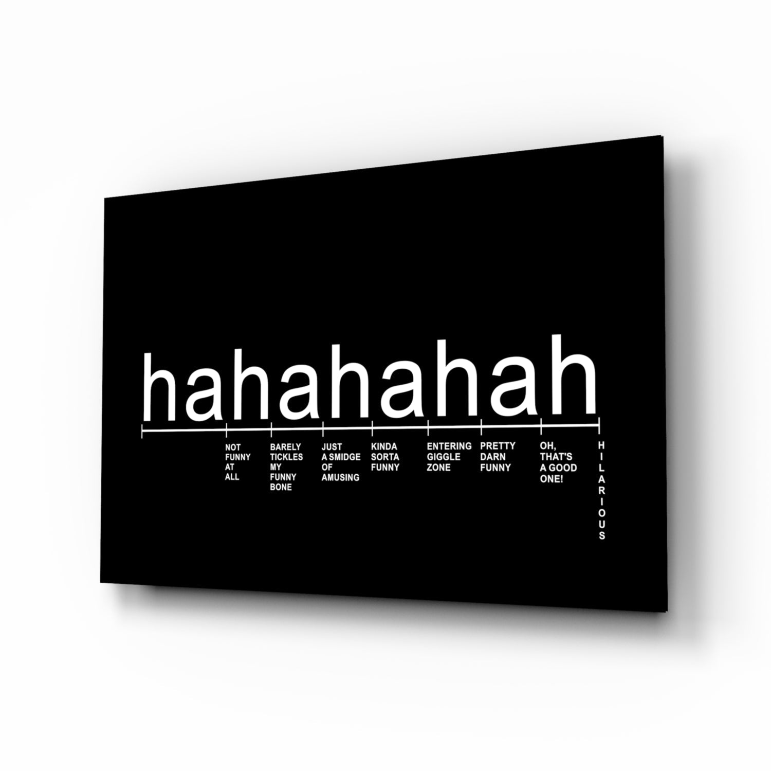 Black Background Laughter Scale Glass Wall Art