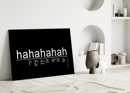 Black Background Laughter Scale Glass Wall Art