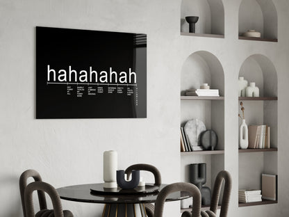 Black Background Laughter Scale Glass Wall Art