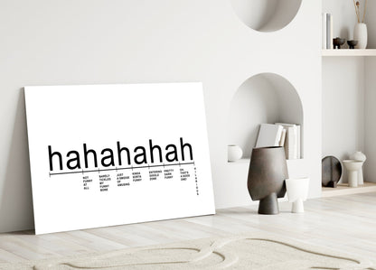 White Minimal Laughter Chart Glass Wall Art